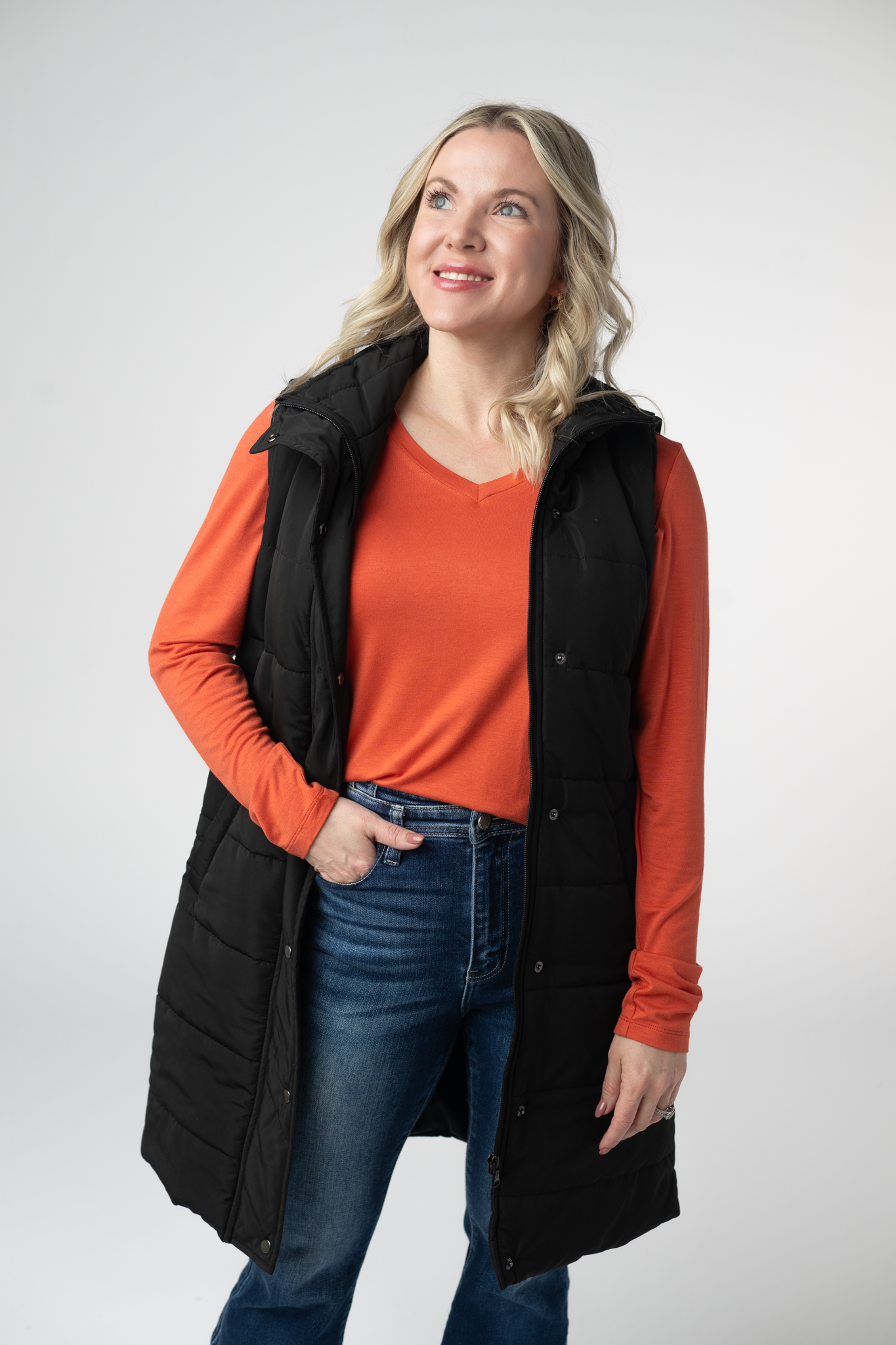 Harlow Long Vest - Black