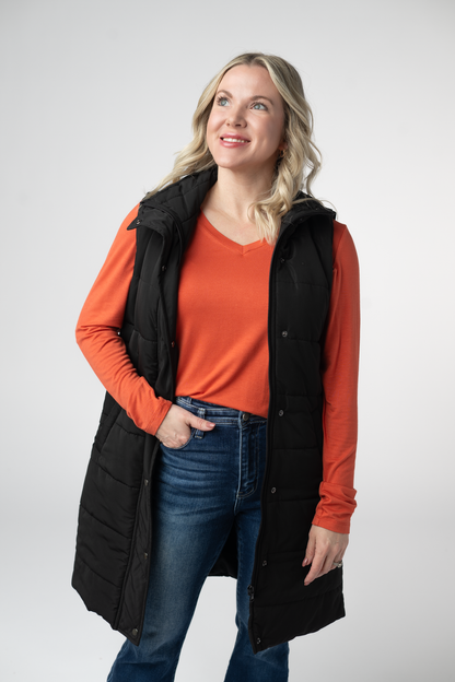 Harlow Long Vest - Black