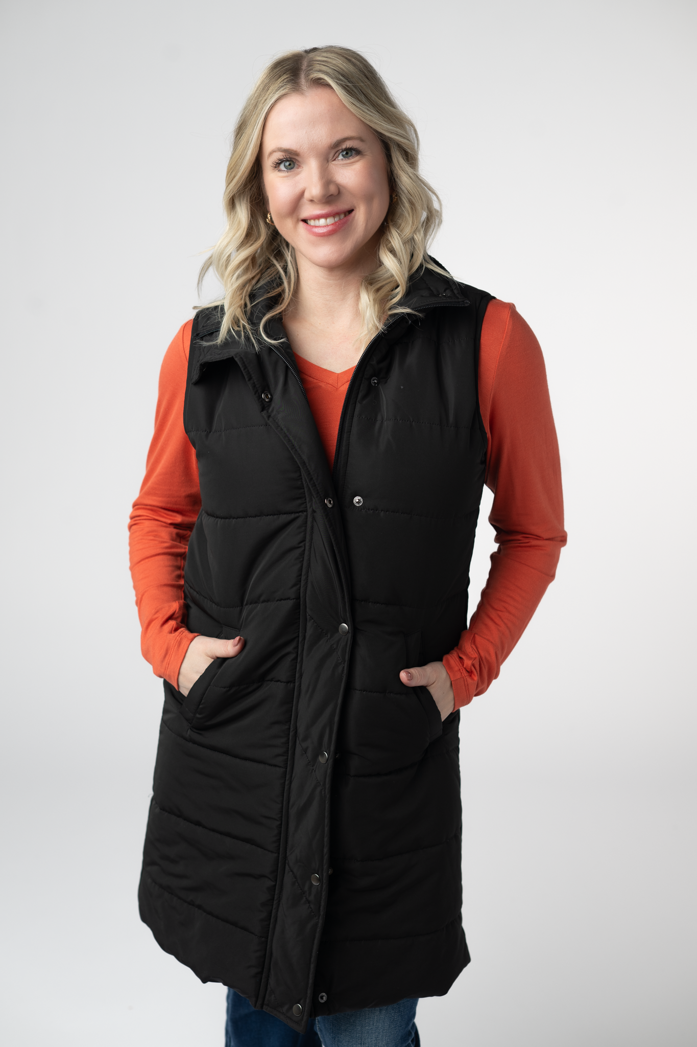 Harlow Long Vest - Black