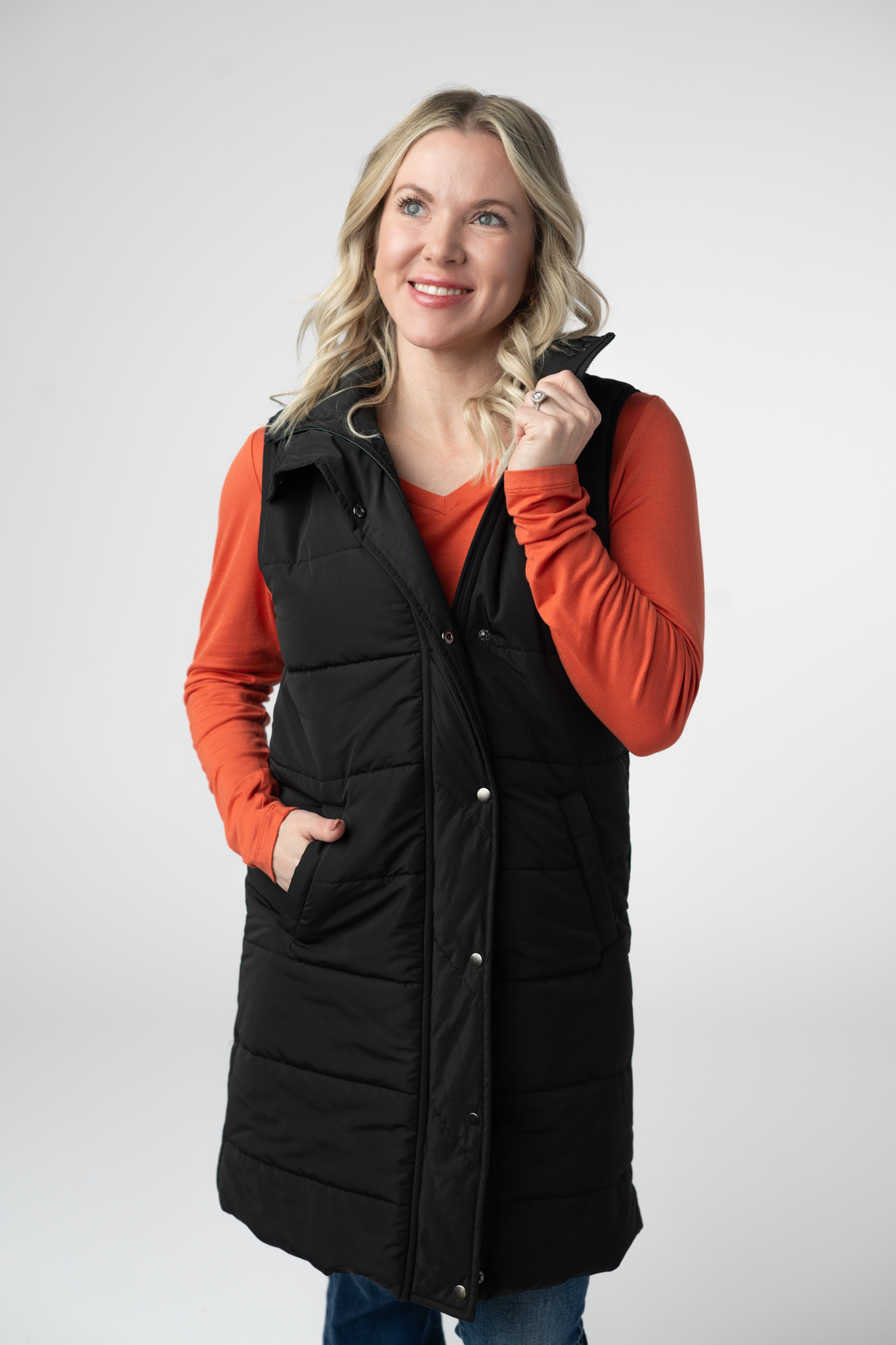 Harlow Long Vest - Black