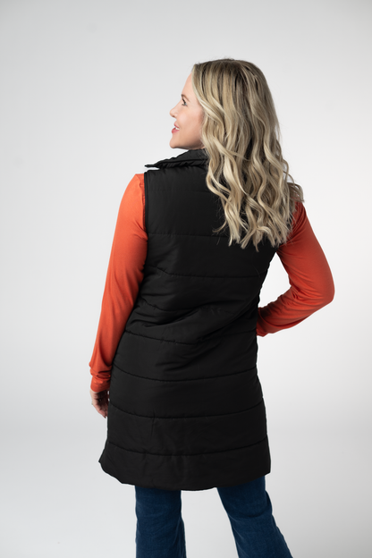 Harlow Long Vest - Black