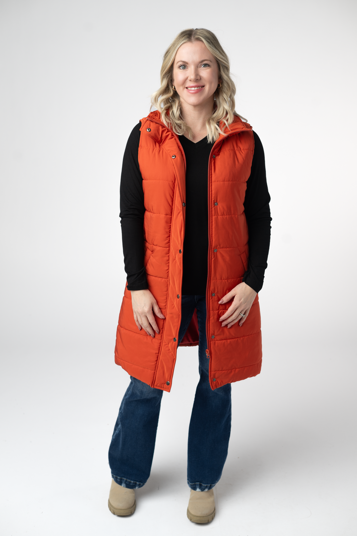 Harlow Long Vest - Pumpkin