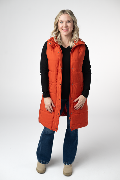 Harlow Long Vest - Pumpkin