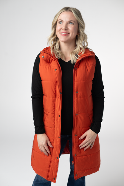 Harlow Long Vest - Pumpkin