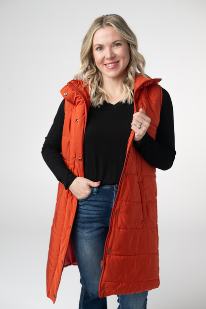 Harlow Long Vest - Pumpkin