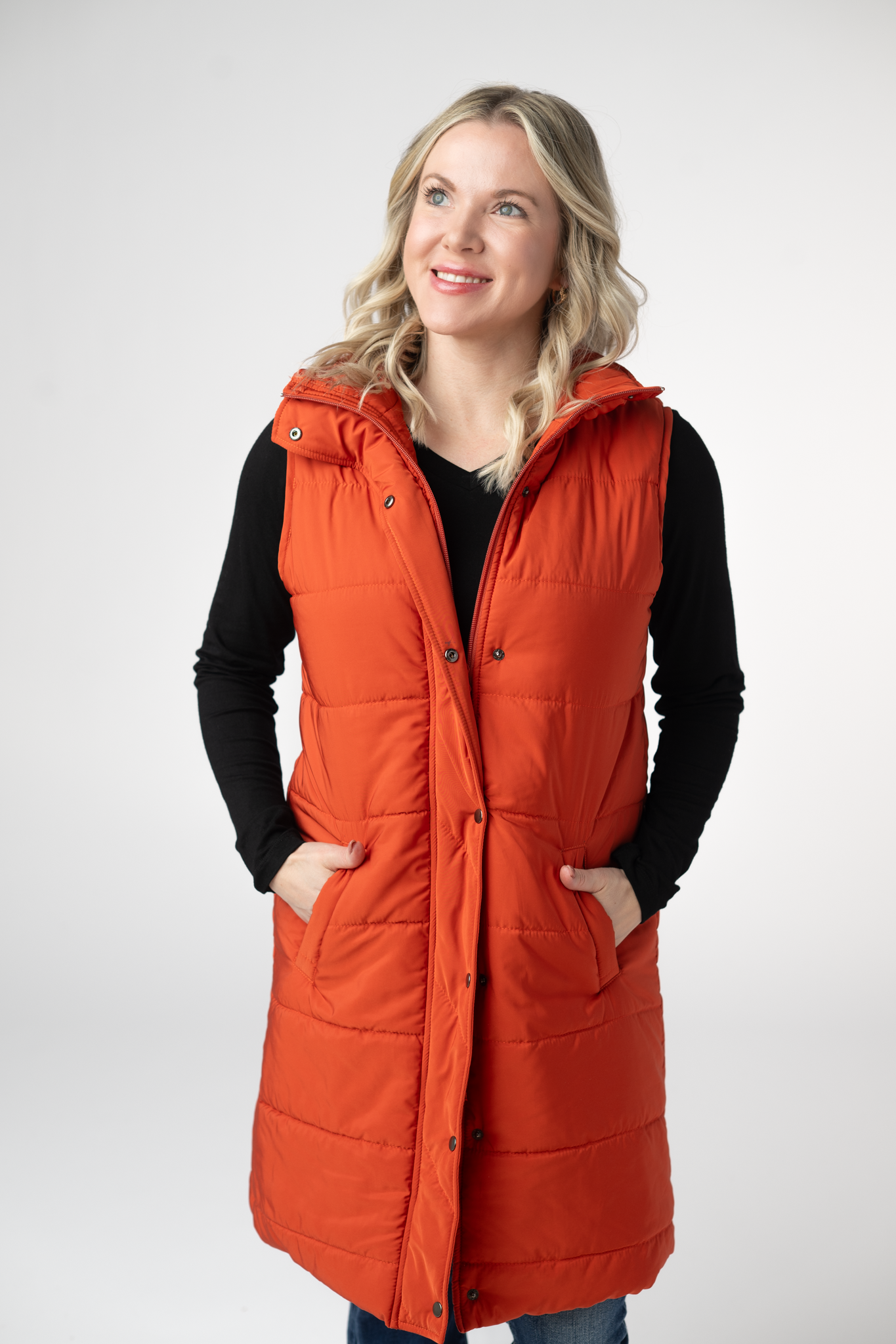 Harlow Long Vest - Pumpkin
