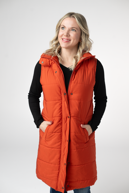 Harlow Long Vest - Pumpkin