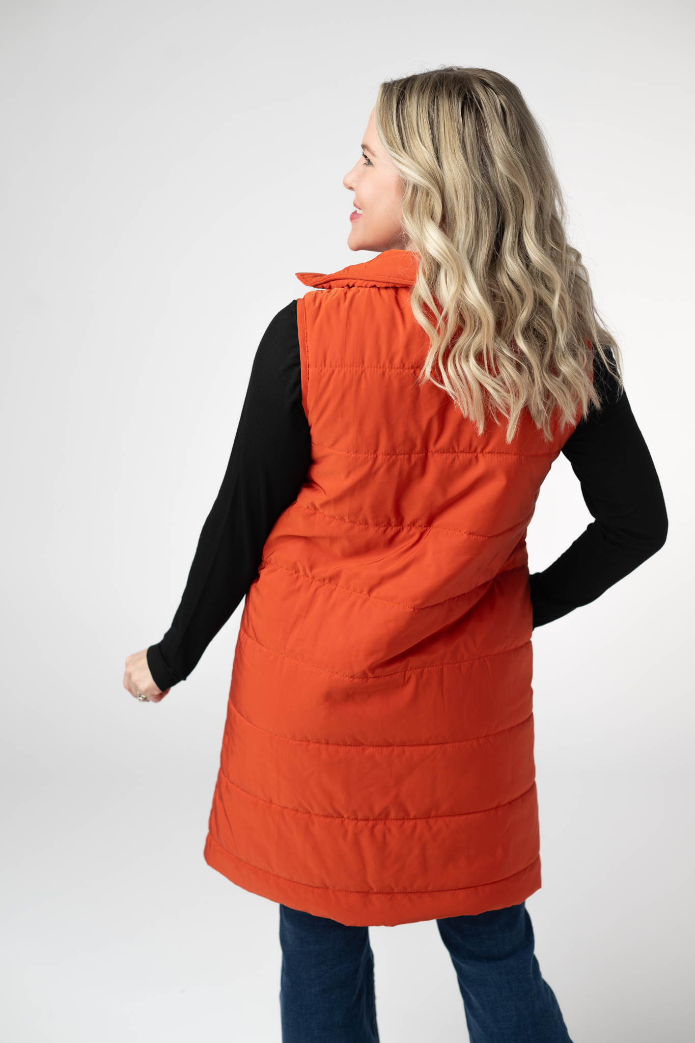 Harlow Long Vest - Pumpkin