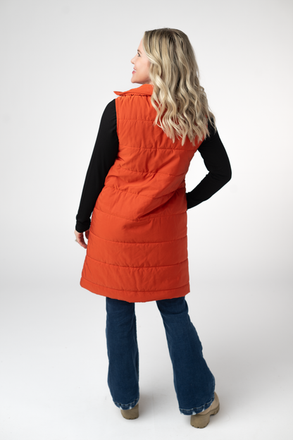 Harlow Long Vest - Pumpkin