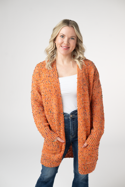 Carly Confetti Dot Cardigan - Pumpkin