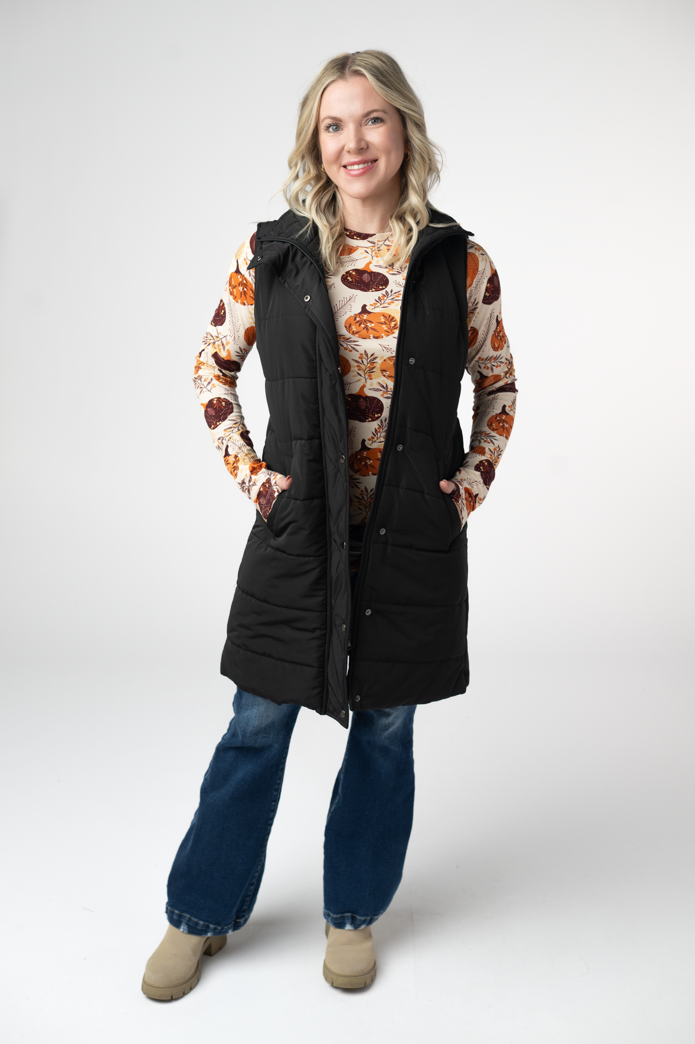 Harlow Long Vest - Black