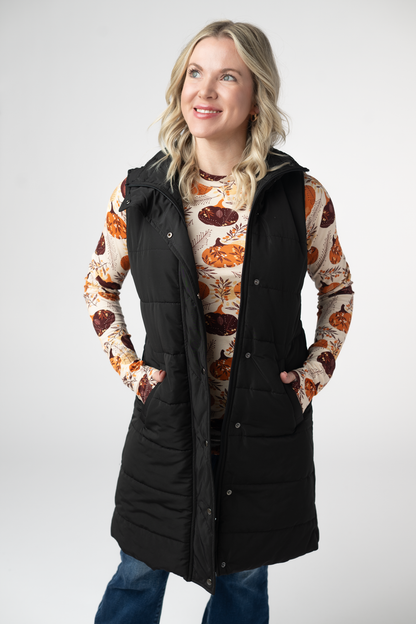 Harlow Long Vest - Black