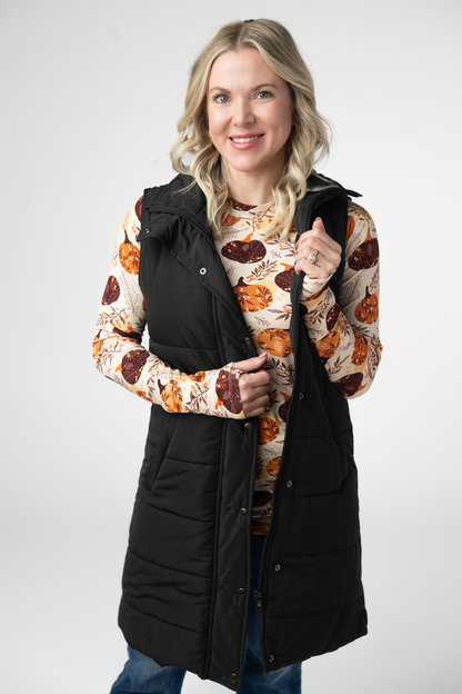 Harlow Long Vest - Black