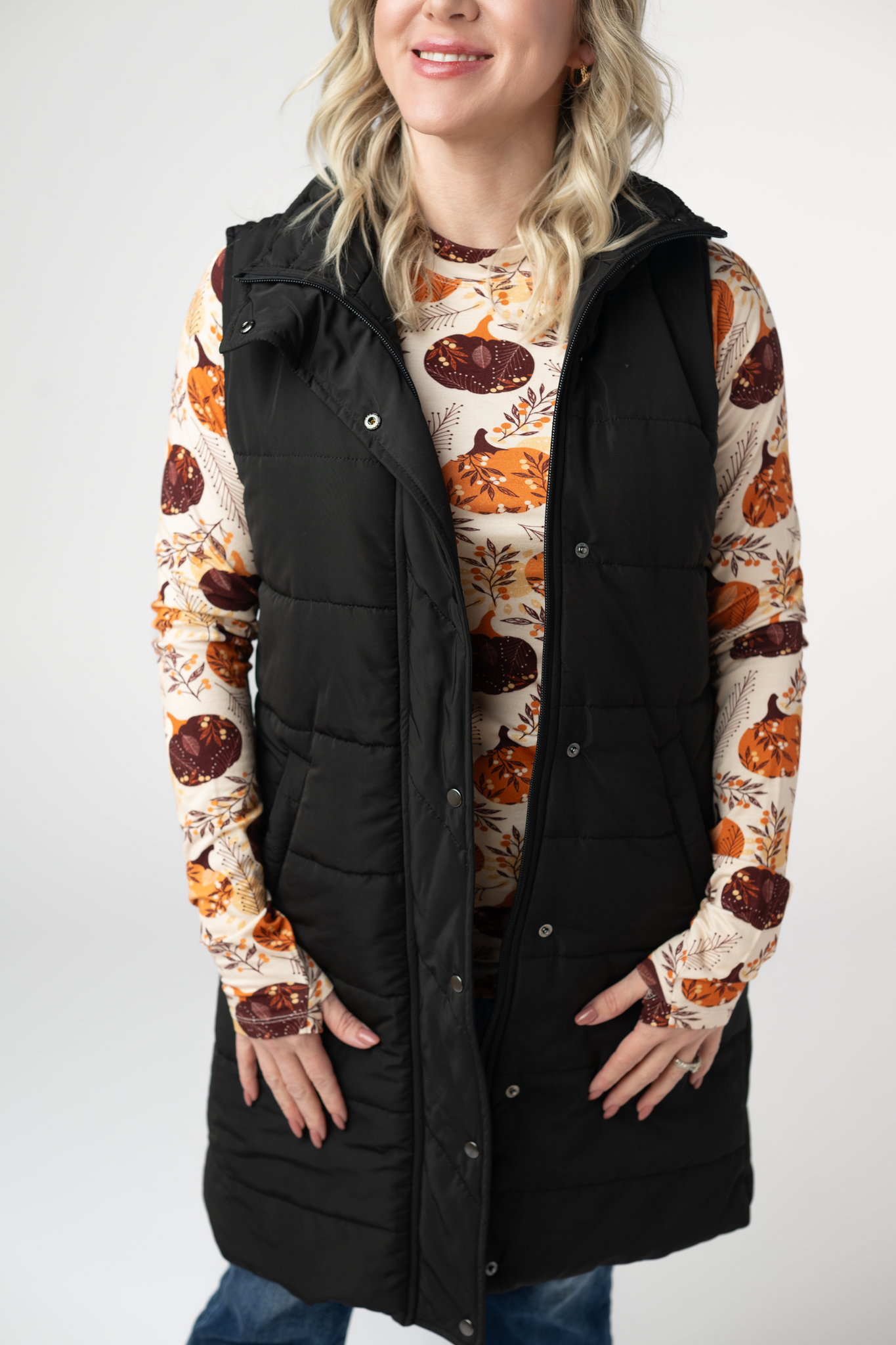 Harlow Long Vest - Black