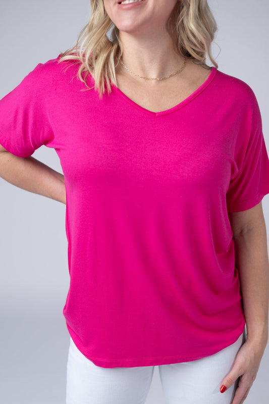 Chloe Cozy Tee - Hot Pink