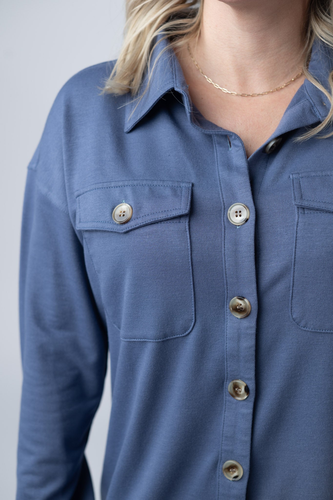 Brenna Button Down Top - Denim