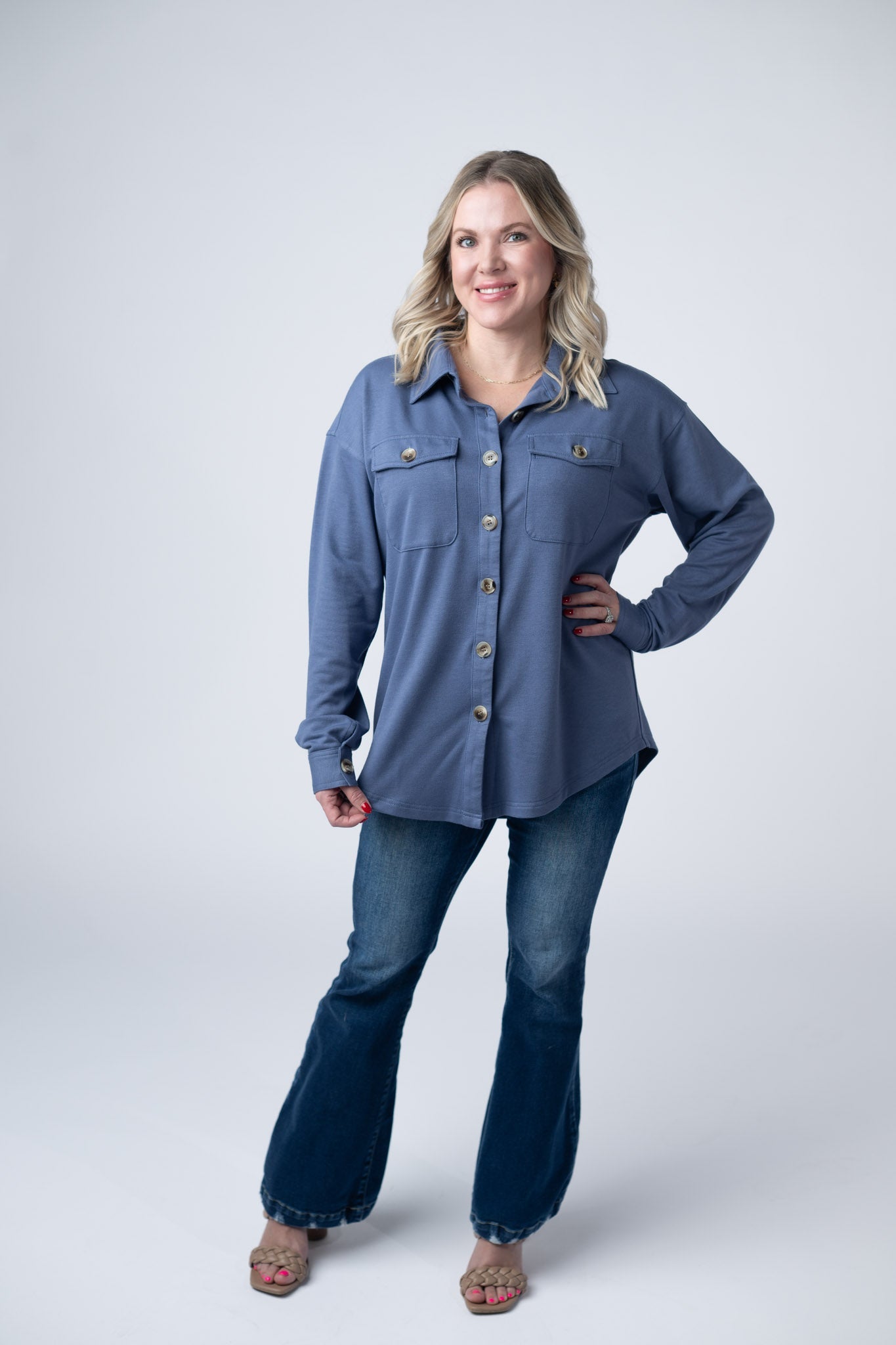 Brenna Button Down Top - Denim