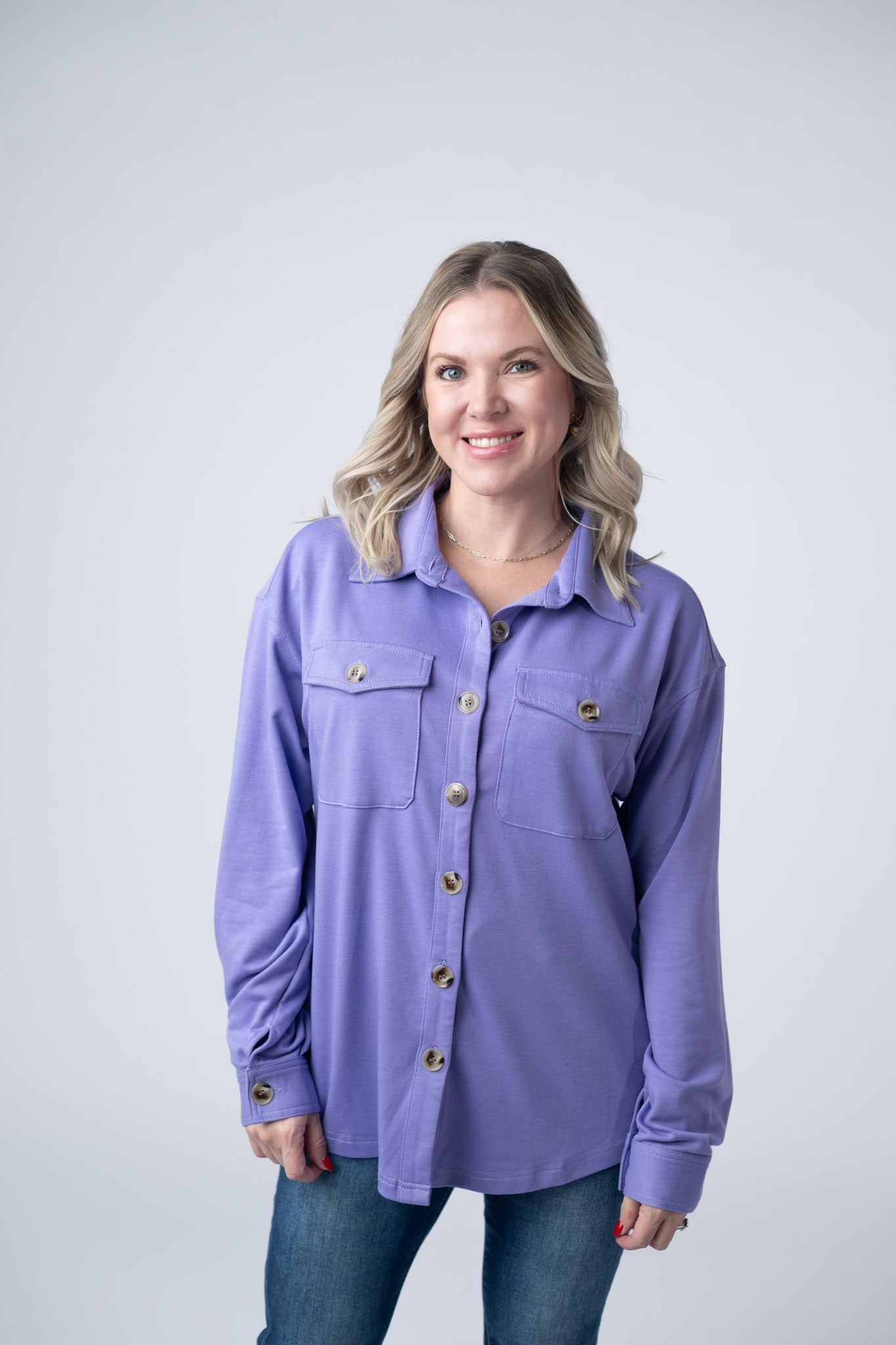 Brenna Button Down Top - Purple