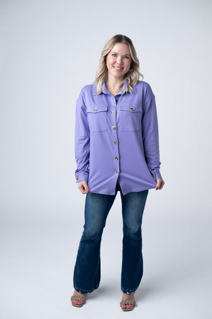 Brenna Button Down Top - Purple