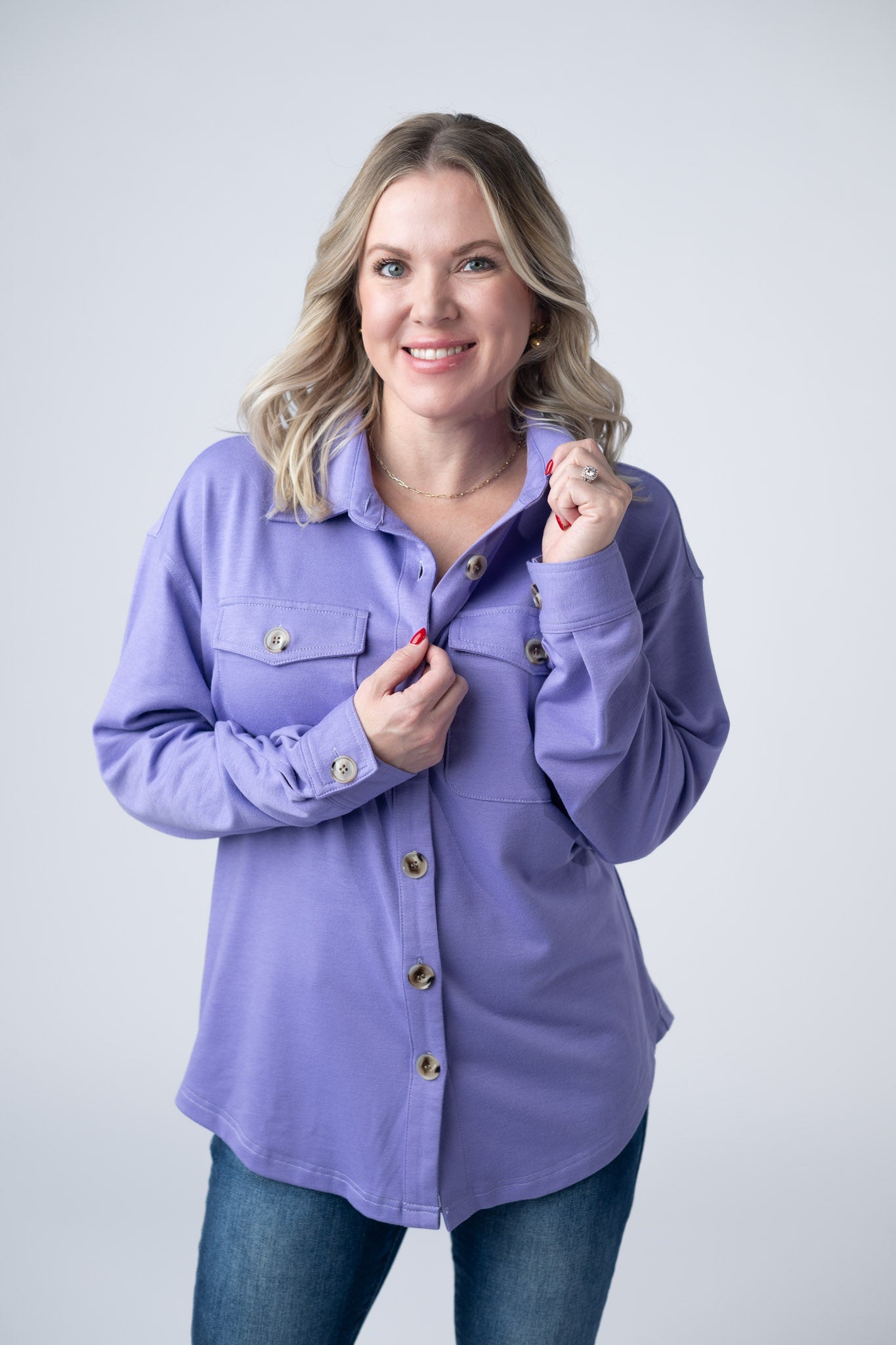 Brenna Button Down Top - Purple