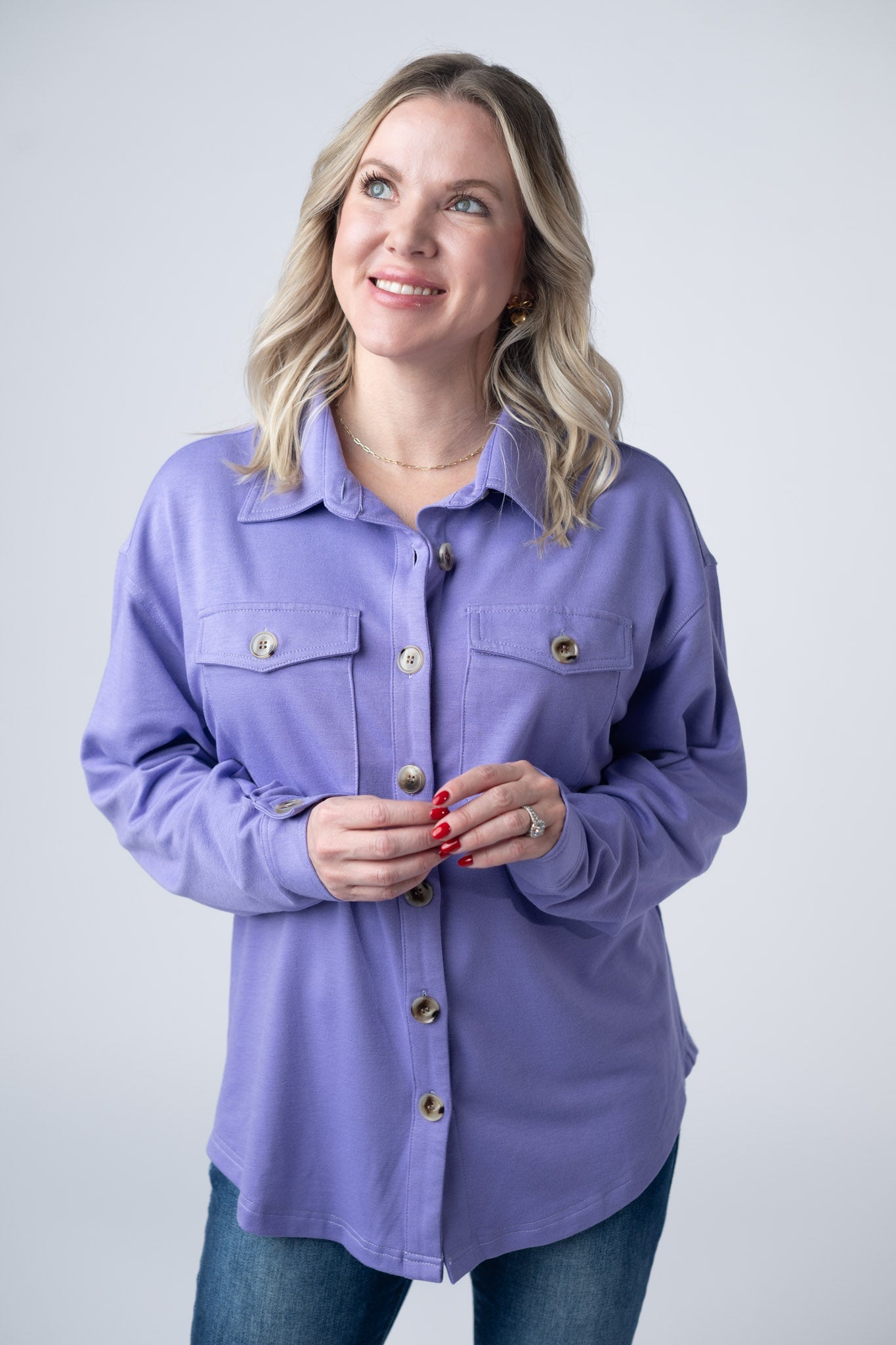 Brenna Button Down Top - Purple