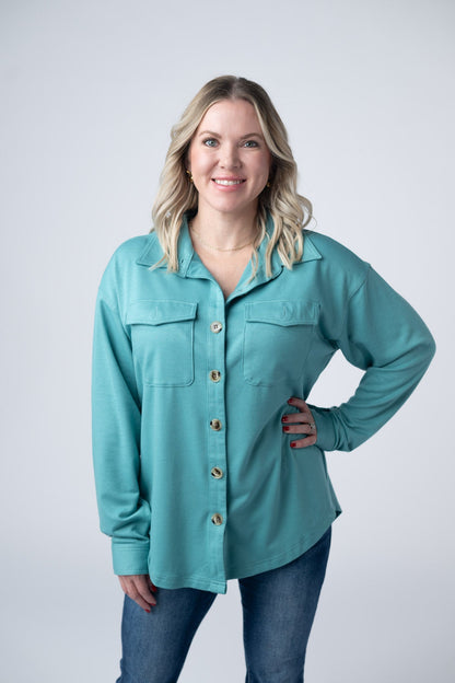 Brenna Button Down Top - Teal