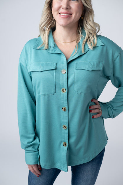 Brenna Button Down Top - Teal