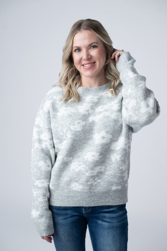 Floral Abstract Sweater - Grey