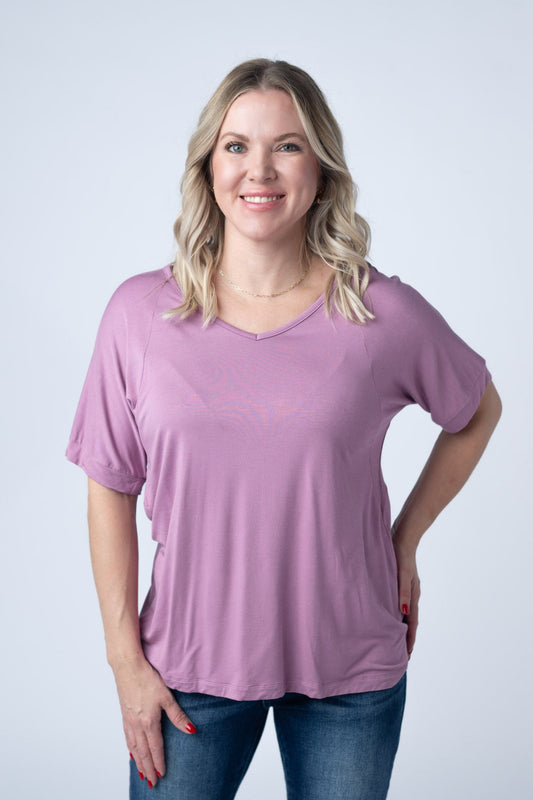 Bamboo V Neck Tee - Pink FINAL SALE