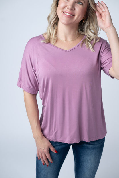 Bamboo V Neck Tee - Pink FINAL SALE