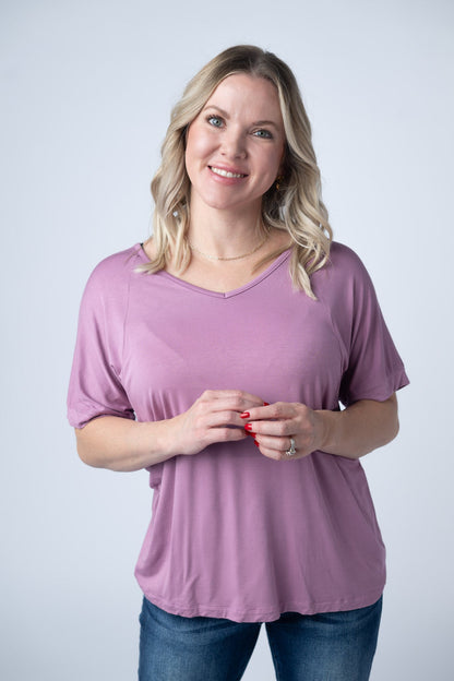 Bamboo V Neck Tee - Pink FINAL SALE