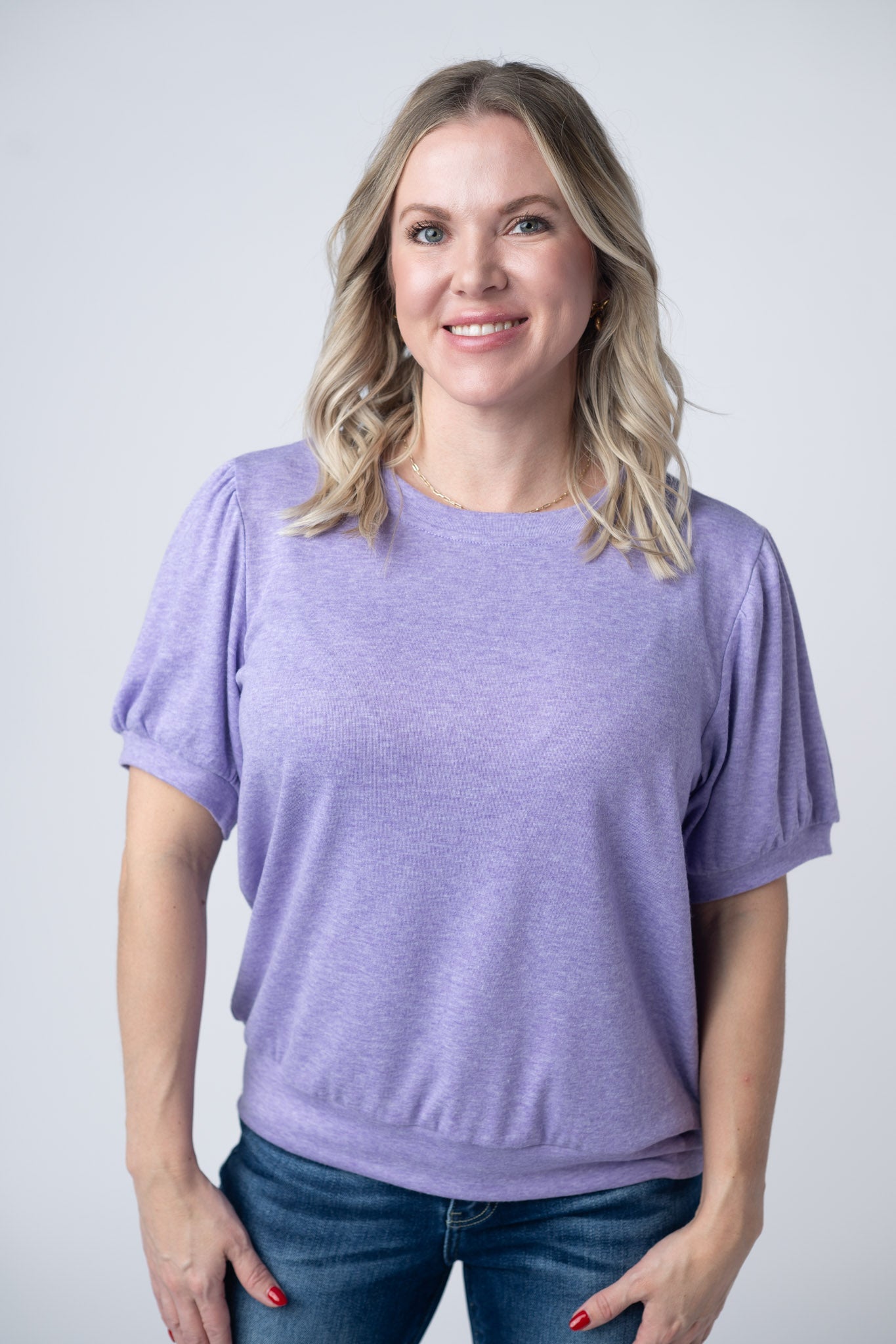 Katie Cozy Top - Heathered Purple
