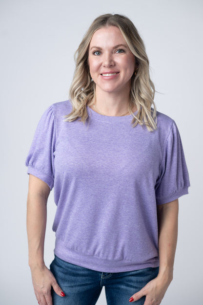 Katie Cozy Top - Heathered Purple