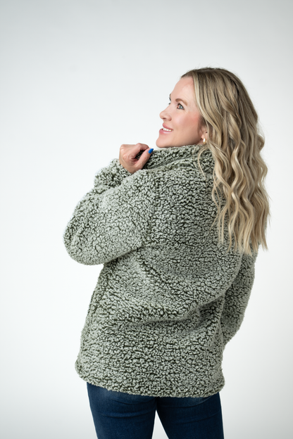 ITwo Tone Fullzip Sherpa - Olive and White
