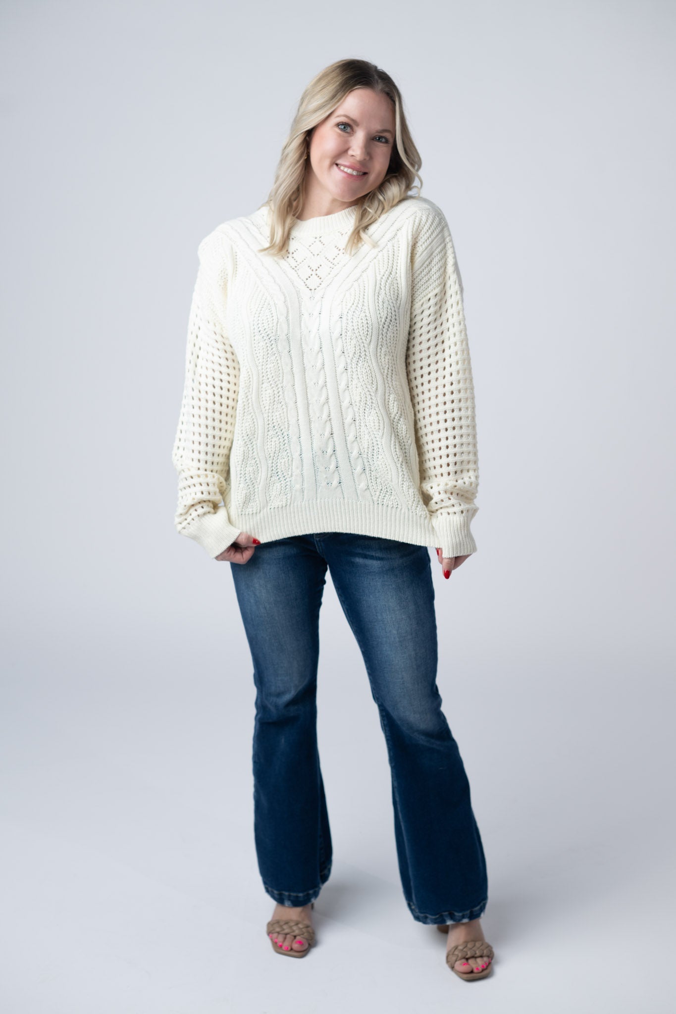 Jasmine Open Knit Sweater - Ivory