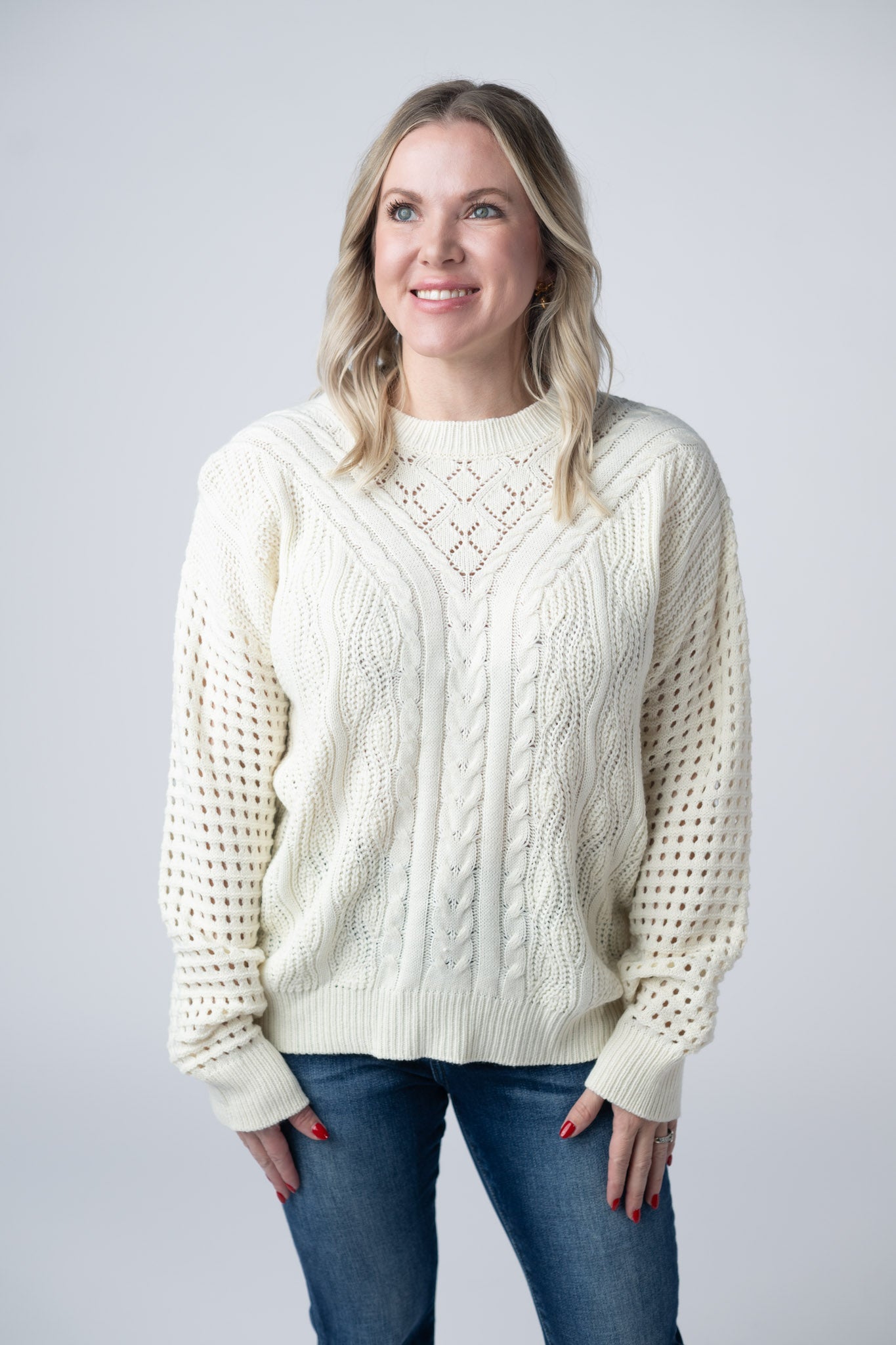 Jasmine Open Knit Sweater - Ivory