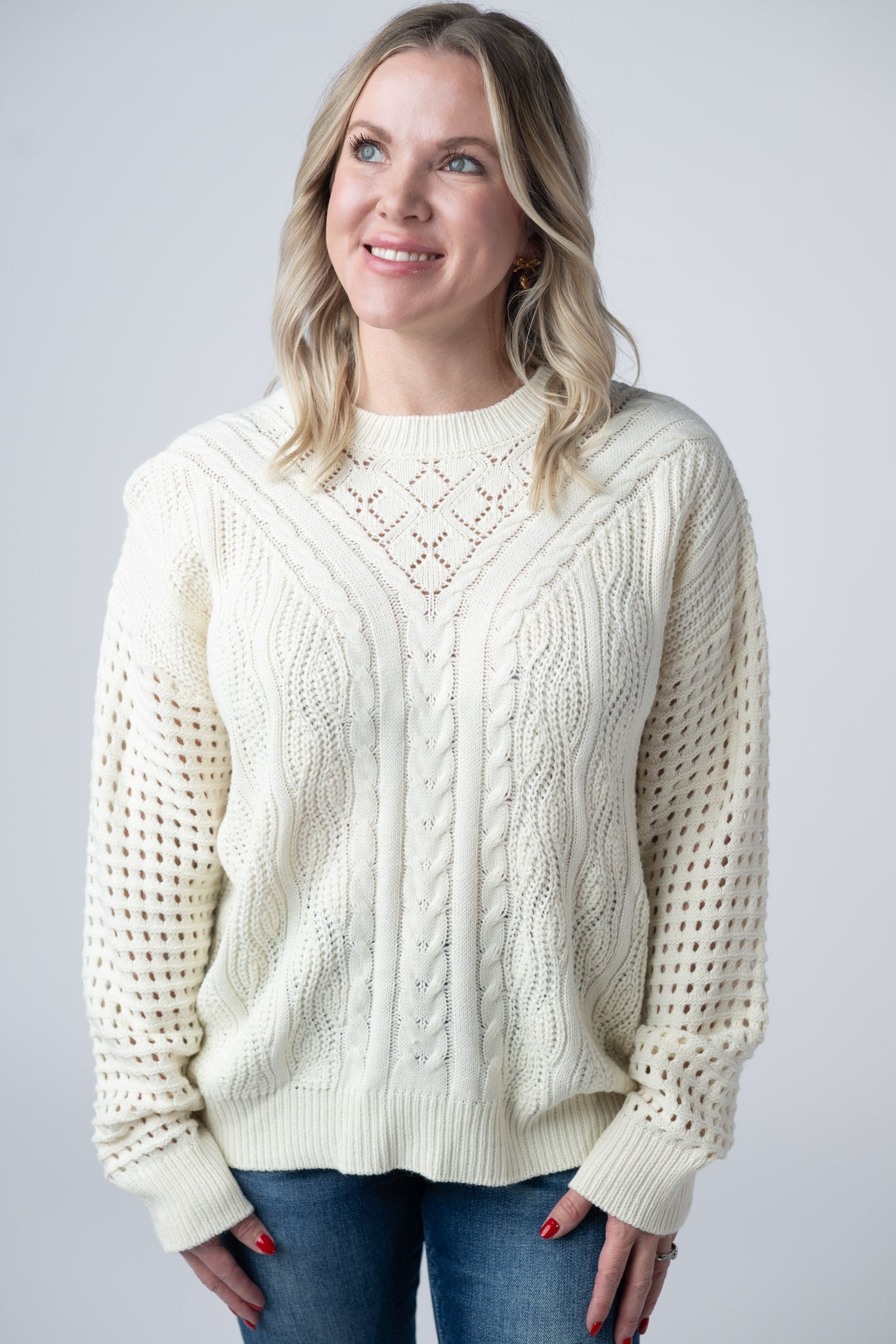 Jasmine Open Knit Sweater - Ivory