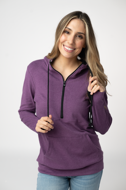 Classic HalfZip Hoodie - Black and Purple