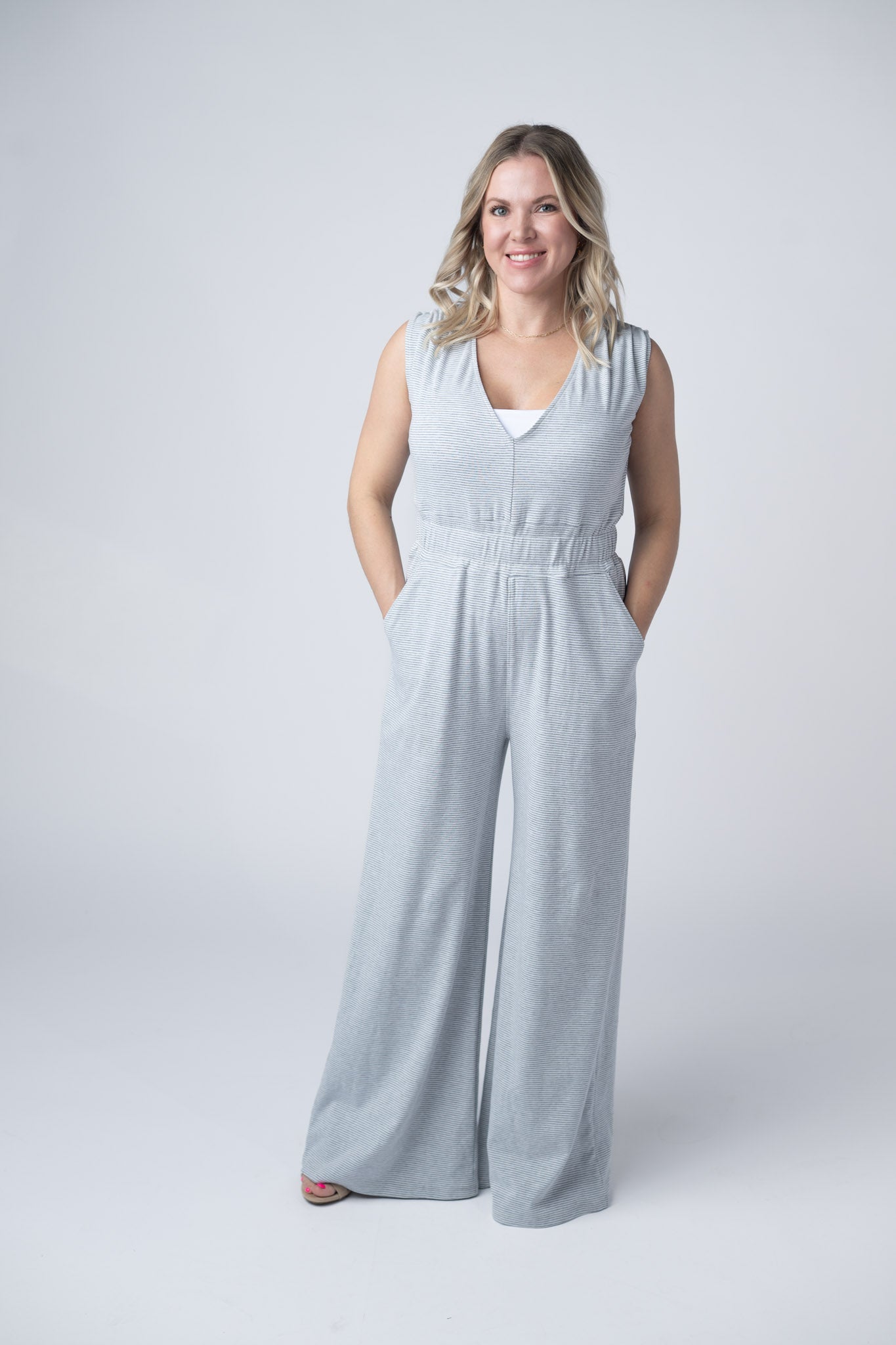 Kenzie Striped Jumpsuit - Grey