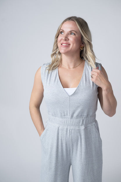 Kenzie Striped Jumpsuit - Grey