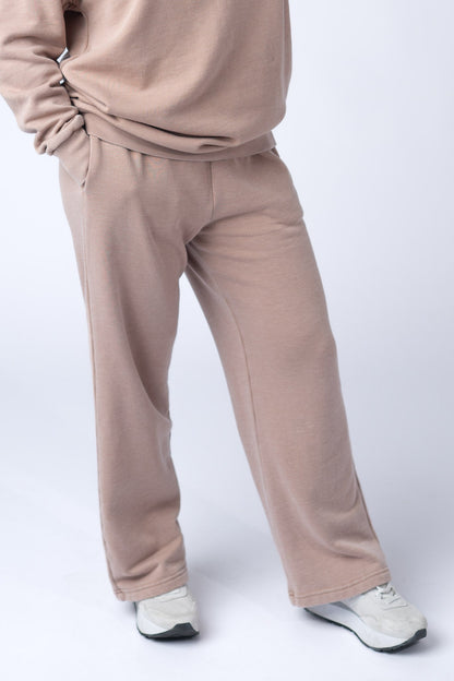 Wide Leg Vintage Wash Bottoms - Tan