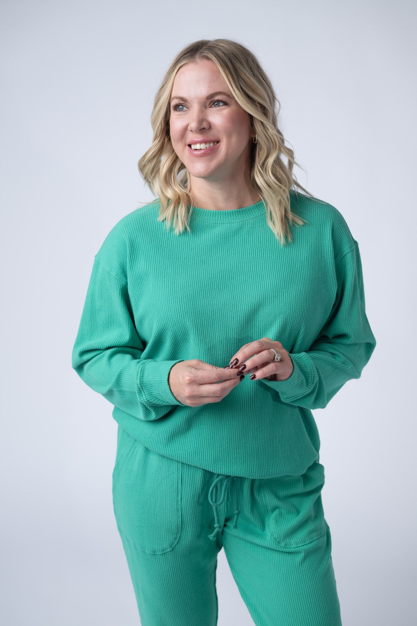 Corrine Ribbed Pullover Top - Emerald