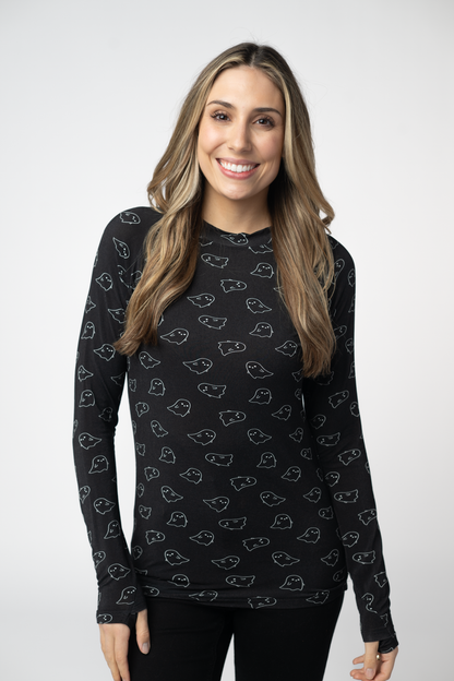 Blair Long Sleeve Top - Midnight Ghosts