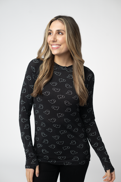 Blair Long Sleeve Top - Midnight Ghosts