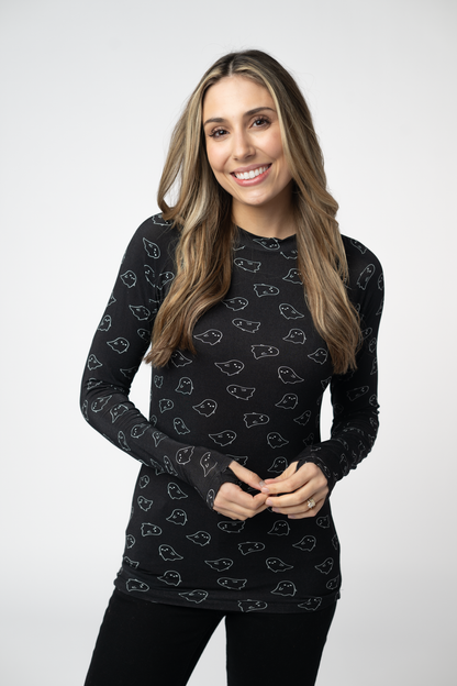 Blair Long Sleeve Top - Midnight Ghosts