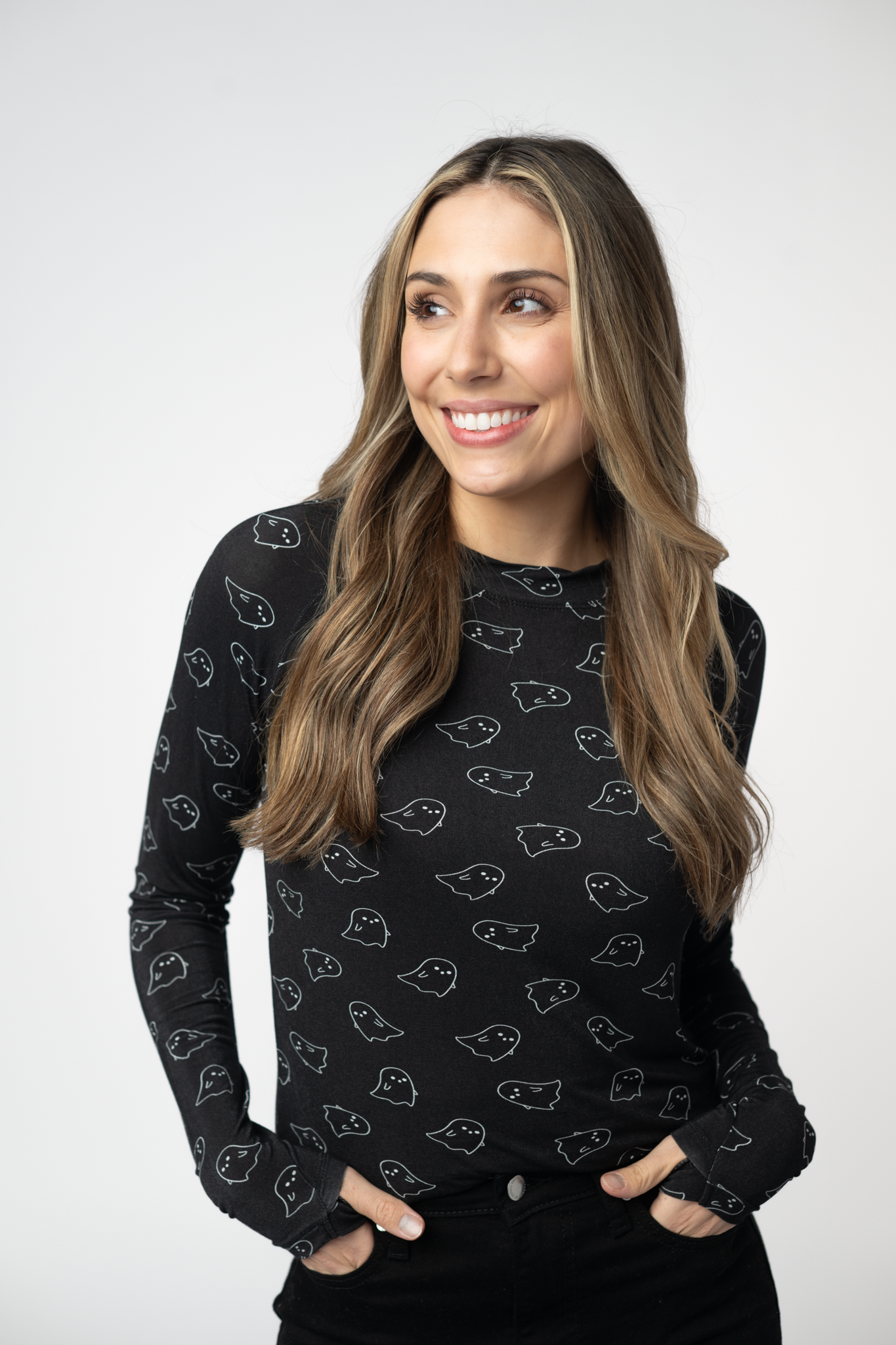 Blair Long Sleeve Top - Midnight Ghosts