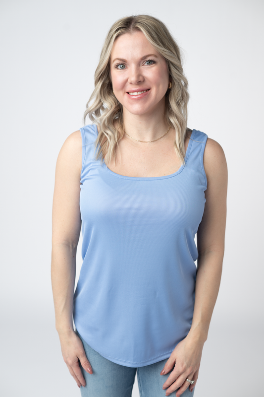 Rachel Ribbed Tank -  Sky Blue