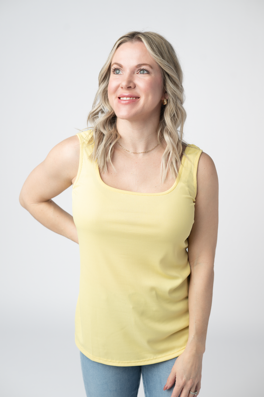 Rachel Ribbed Tank - Yellow