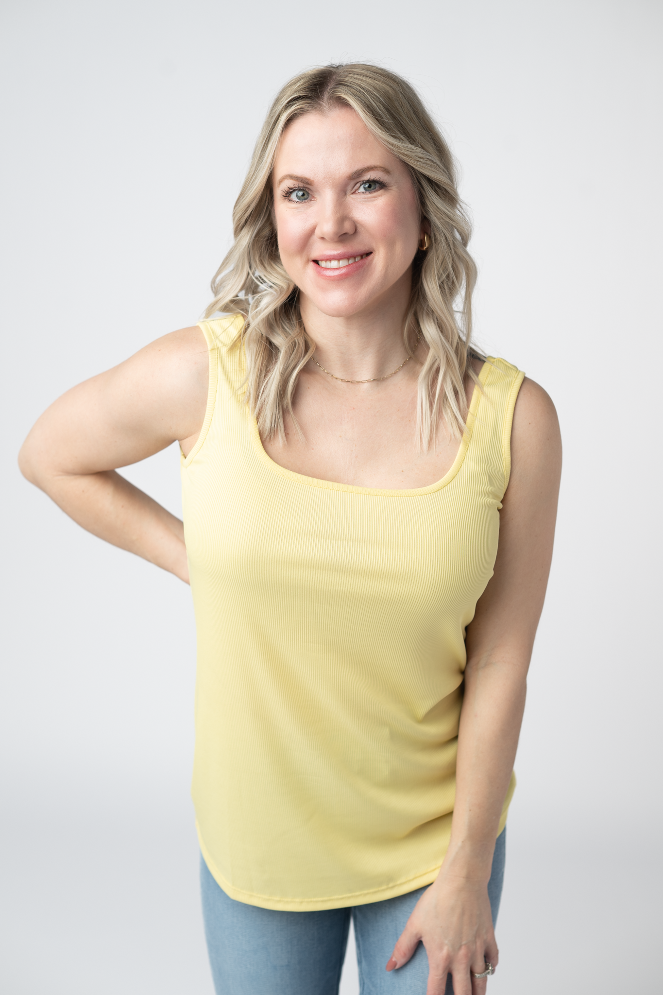 Rachel Ribbed Tank - Yellow