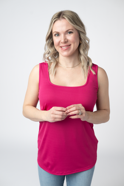 Rachel Ribbed Tank -  Hot Pink